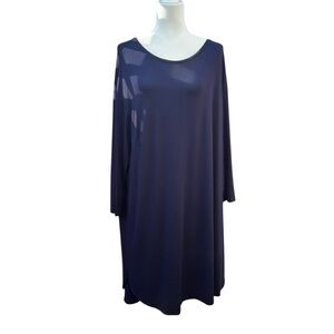 Eileen Fisher Woman Jewel Neck jersey dress size 2X blue comfy stretch casual